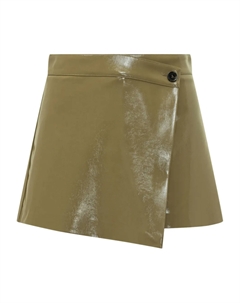 Асимметричные юбки-шорты из лакированной кожи, зеленый Msgm