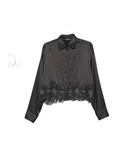 Атласная рубашка с кружевной отделкой, серый Ermanno scervino