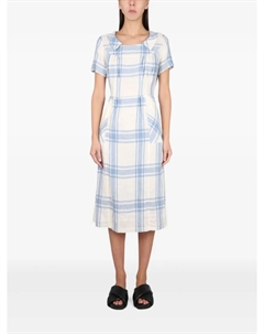 Платье макси в клетку с плиссе, белый Aspesi