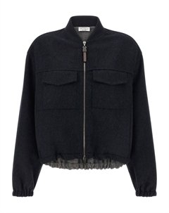 Куртка-бомбер с завязками на подоле, синий Brunello cucinelli