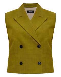 Двубортный жакет без рукавов, зеленый Theory