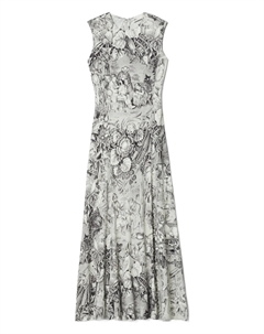 Длинное дневное платье без рукавов с принтом, серый Tory burch