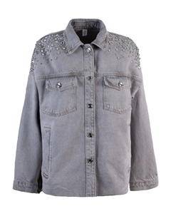 Джинсовая куртка с кристаллами, серый Liu jo