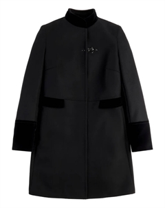 Пальто строгого кроя с бархатной отделкой, черный Fay