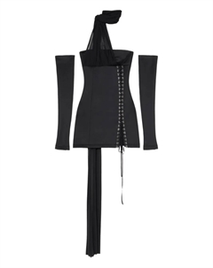 Платье мини с открытыми плечами, черный Blumarine