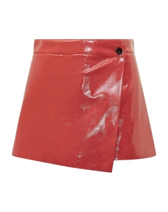 Асимметричные юбки-шорты из лакированной кожи, красный Msgm