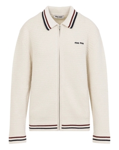 Вязаный кардиган на молнии, нейтральный Miu miu