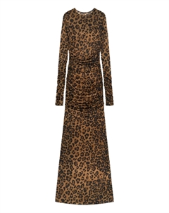 Платье с леопардовым принтом и сборками, коричневый Blumarine