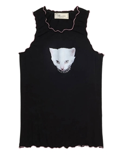 Топ без рукавов с фестончатым краем, черный Blumarine