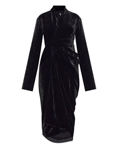 Платье из бархата с драпировкой от Рика Оуэнса, черный Rick owens