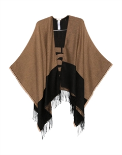 Пончо с бахромой и логотипом, коричневый Liu jo