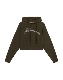 Укороченная толстовка с капюшоном с логотипом, зеленый Blumarine