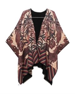 Шерстяное пончо с принтом от, коричневый Pierre-louis mascia