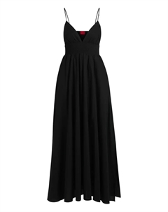 Плиссированное платье макси с V-образным вырезом, черный Hugo