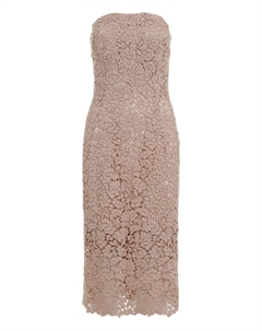 Кружевное платье без бретелек с цветочным принтом, нейтральный Ermanno scervino