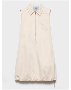 Мини-платье с застежкой-молнией и завязкой на подоле, нейтральный Prada