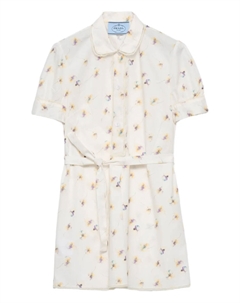 Платье с цветочным принтом, желтый Prada