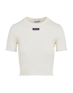 Топ с кружевной отделкой, белый Miu miu