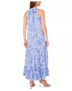 Женское платье макси Oscar с запахом и ярусами, синий Vince camuto