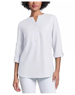 Женская туника с Y-образным вырезом и длинными рукавами, белый Jones new york