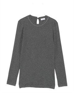 Топ с длинными рукавами и вырезом-замочной скважиной от, серый Brunello cucinelli