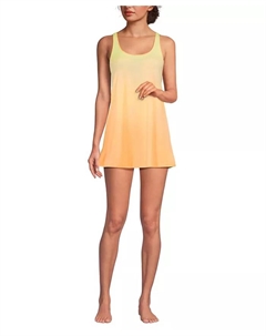 Женский купальный мини-платье с круглым вырезом, оранжевый Lands' end