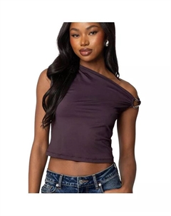 Женское асимметричное топ с абстрактным металлическим кольцом, фиолетовый Edikted