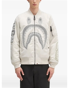 Куртка-бомбер BATHING APE с вышитым изображением акулы, серый A bathing ape®