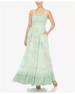 Женское макси-платье со сборками и рюшами, зеленый White mark