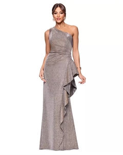 Женское блестящее трикотажное платье с одним плечом, коричневый/бежевый Xscape