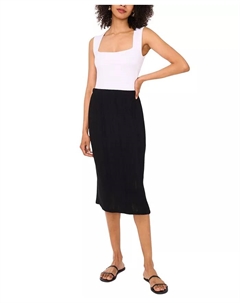 Женская миди-юбка с боковым разрезом на резинке, черный Vince camuto