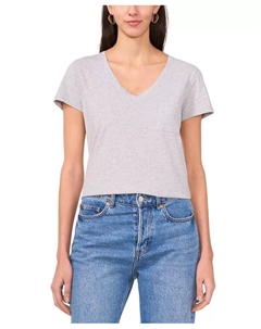 Женская хлопковая футболка с V-образным вырезом и карманом, серый Vince camuto