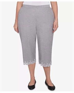 Капри с вышивкой и люверсами Crystal Springs для полных женщин, серый Alfred dunner