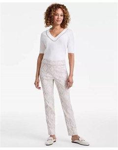 Женские брюки на резинке с жаккардовым принтом, коричневый/бежевый Jm collection