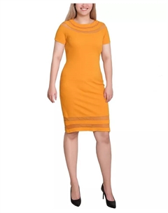 Маленькое платье с короткими рукавами и сетчатыми вставками, желтый Ny collection