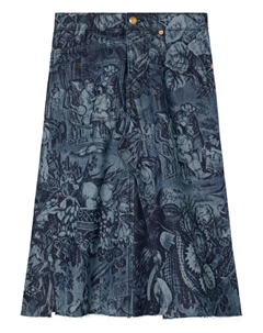 Юбка из денима с принтом, синий Tory burch