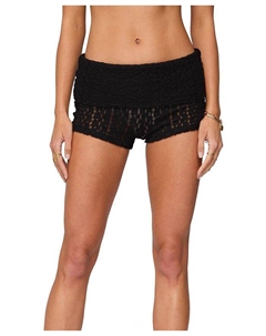 Райские полупрозрачные текстурированные шорты с отворотом, черный Edikted