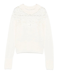 Свитер с кружевной вставкой, белый Ermanno scervino