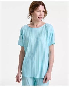 Женский плиссированный топ с рукавом долман и коротким рукавом, синий Jm collection