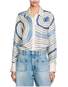 Шелковая рубашка с мотивом спирали, синий Sandro