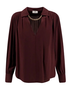 Рубашка с плиссированным воротником, красный Elisabetta franchi