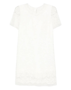 Платье с короткими рукавами, отделанное кружевом, белый Ermanno scervino
