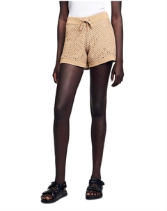 Стразовые ажурные шорты, коричневый/бежевый Sandro