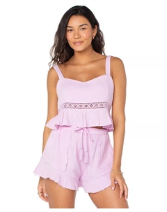 Женский хлопковый многослойный укороченный топ Island Time, фиолетовый Roxy