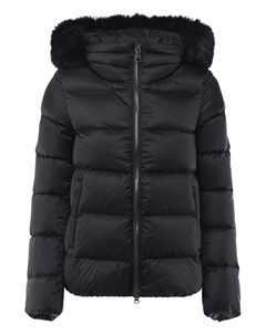 Пуховик с капюшоном из искусственного меха, черный Colmar