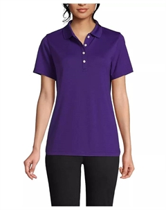 Женская поло с коротким рукавом однотонная для активного отдыха, фиолетовый Lands' end
