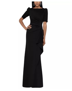 Платье-футляр с драпировкой и расклешенным подолом, черный Xscape