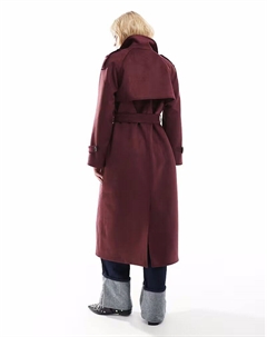 Тренчкот из искусственной замши премиум-класса бордового цвета Asos design