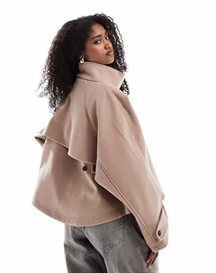 Укороченное пальто-кейп в цвете пыльной розы Asos design