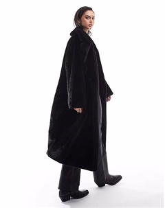 Длинная шуба из искусственного меха черного цвета Asos design